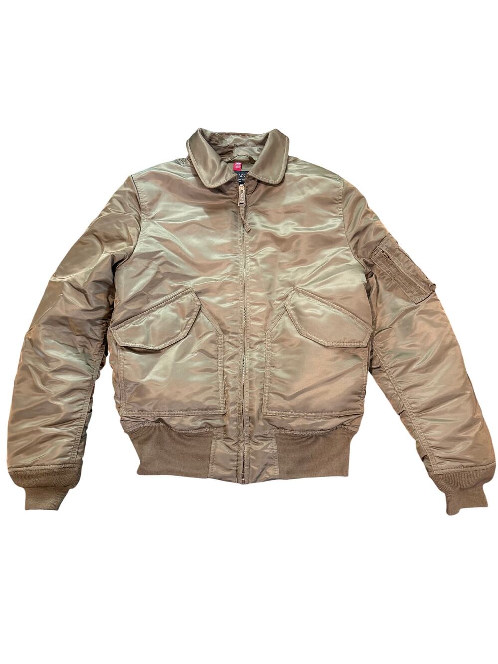 Alpha Industries Quilted Green Bomber Jacket Mens M Military Aviation Pilot EUC